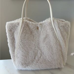 Victoria’s Secret  Cream Faux Fur Tote Bag
